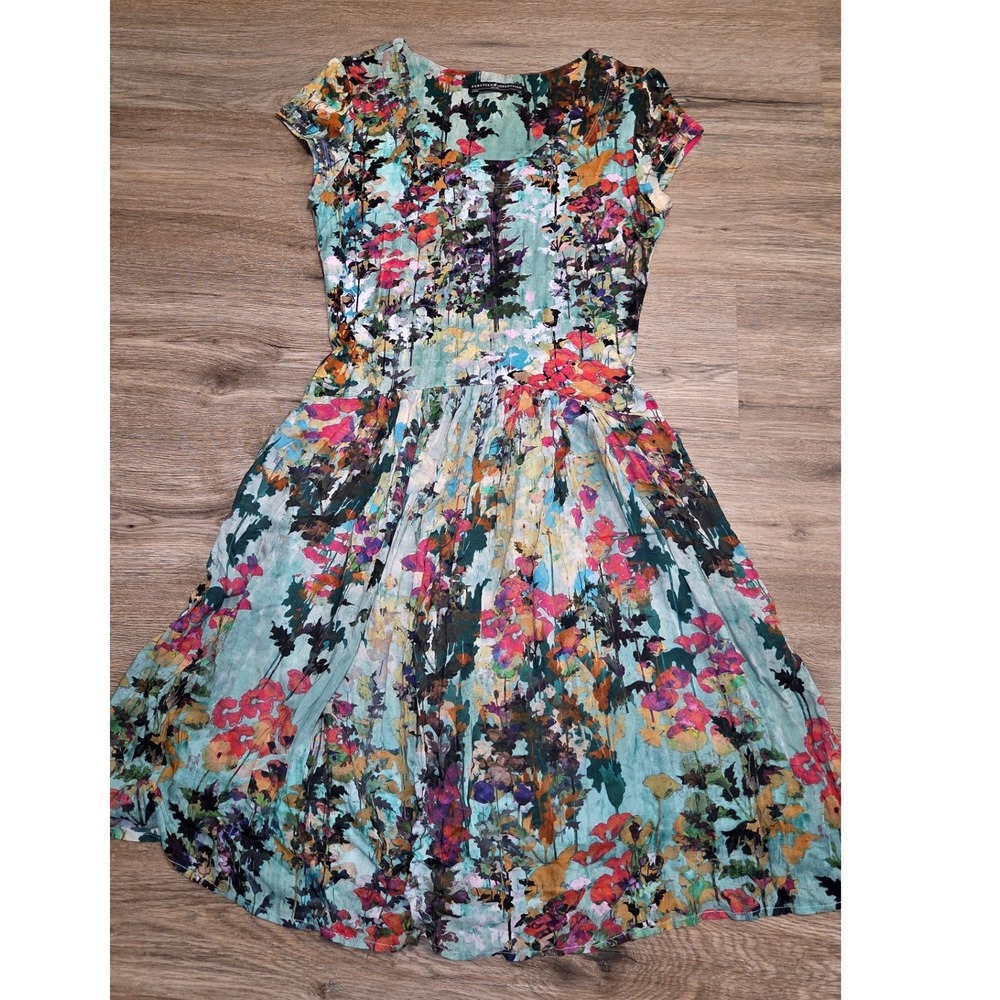 EUC Peruvian Connection XS Floral Fit Flare Dress Knit A-Line Knee